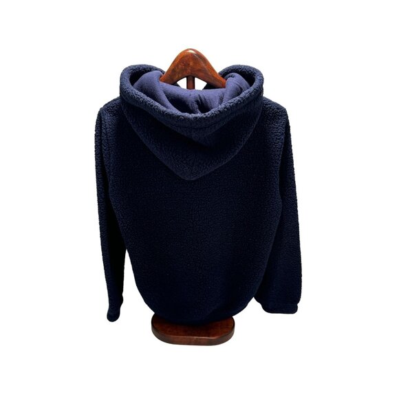 Women's Fila Sherpa Hoodie Fleece Hoody Sweatshirt Jacket Blue Navy Size Small - Picture 5 of 6